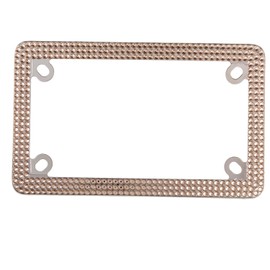 Fashion Motorcycle Glass Crystal Premium Champagne Bling License Plate Frames,Exclusive Bling Motorcycle License Plate Holder,Motorbike Rhinestone License Plate Covers(1PC)