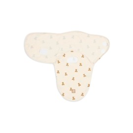 Jollein Baby Swaddle Wrapper 0-3 mesi – Orsetto – 100% cotone – 0,5 TOG – Sacco nanna estivo per neonati – Con chiusura in velcro e cerniera sul fondo – Fascia – Certificato OEKO-TEX
