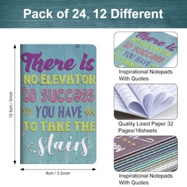 Inspirational Notepads Mini Motivational Notebook Small Pocket Journal Notepads Inspiring Notebook for School Office Travel Present Supplies, 12 Styles (Cute Style,24 Pieces)
