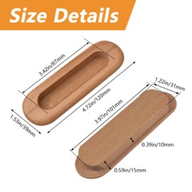 MOROBOR 2PCS Oval Wood Recessed Concealed Handle, Embedded Design Sliding Door Handles Cabinet Pulls Flush Closet Door Pull for Sliding Barn Bypass Doors Wardrobe Drawer Knobs