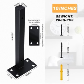 Pack of 4 Wall Brackets, Shelf Brackets, Heavy Duty Brackets, Wall Shelf, Goods Holder, Floating Metal Shelf Brackets, Shelf Holder for Wall Console, Black, Made of Stainless Steel, 70 kg Load