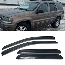 Set of 4Pcs Smoke Window Sun Rain Visor Vent Guard Deflector Shade Fit for 1999-2004 Jeep Grand Cherokee
