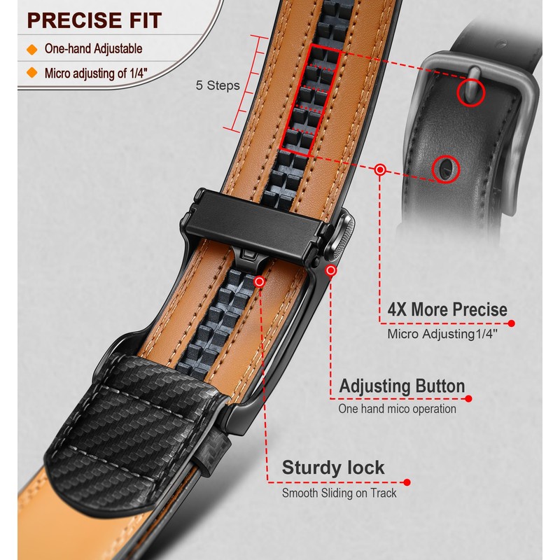 BULLIANT Men's Ratchet Belt Nontrimmable-Click Belt Adjustable for Men Gift