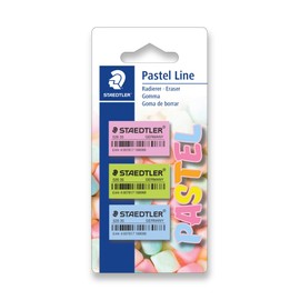 Staedtler Pastel Line 52635PBK3 Eraser Pastel Colours Blister Card with 3 Erasers