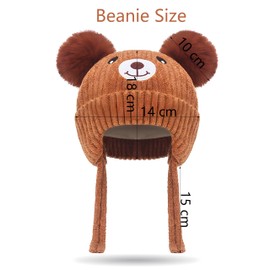 Atsmoce® Baby Beanie Warm Soft Winter Hats Knitted Hat Warm Hat with Earflap Autumn and Winter Hats for Boys Girls Toddler Baby (Khaki), khaki