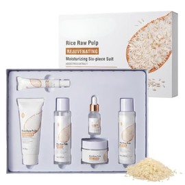Kit Piezas Cuidado Facial Serum Locion Tónico Crema Contorno Ojos Extracto Arroz Blanquear Piel Rutina Skin Care