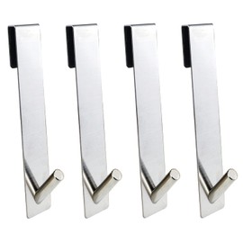 Eidoct Extended Shower Door Hooks, 7-Inch Over Door Hooks for Bathroom Frameless Glass Shower Door,Rack Hooks,Towel Hooks (4, Silver)