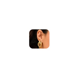 Gold Earrings for Women 14k Real Golds Silver Plated Chunky Stud Earring Statement Drop Hypoallergenic Earring Trendy Jewelry Gifts for Women (Round Earrings)
