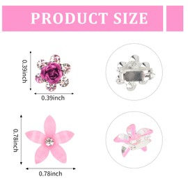 Padorul 20pcs Crystal Rhinestone Mini Flower Hair Clips, Pink Hairpins for Women & Girls - Elegant Hair Accessories for Parties, Weddings and Daily Use