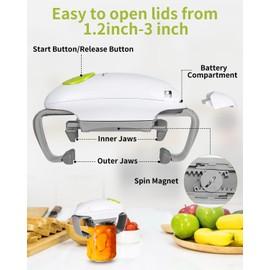 LEAZZLE Electric Can Opener, Electric Glass Opener, Restaurant Can Opener, Smooth Edge, Automatic Lid Opener for New Sealed Jars, Hands-Free Can Opener with Less Effort to Open