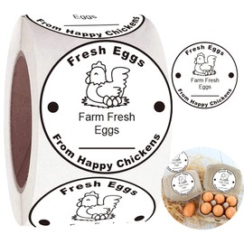 Farm Fresh Eggs Stickers 500 Pcs Farm Fresh Eggs Carton Labels Per Roll - 1.5 inch Fresh Eggs Farmer's Market Packaging Sticker Chicken Labels for Business Farm Fresh Produce Egg Carton Labeling