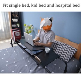 Overbed Table with Wheels Laptop Desk Cart Table Over The Bed Table Adjustable Height and Length for Hospital and Home use