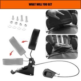 Adjustable Rider Backrest for Harley Touring 2009-later, Motorcycle Front Driver Back Rest Foldable Pad Seat Kit Compatible for Harley Davidson CVO Street/Road/Electra Glide Road King Ultra