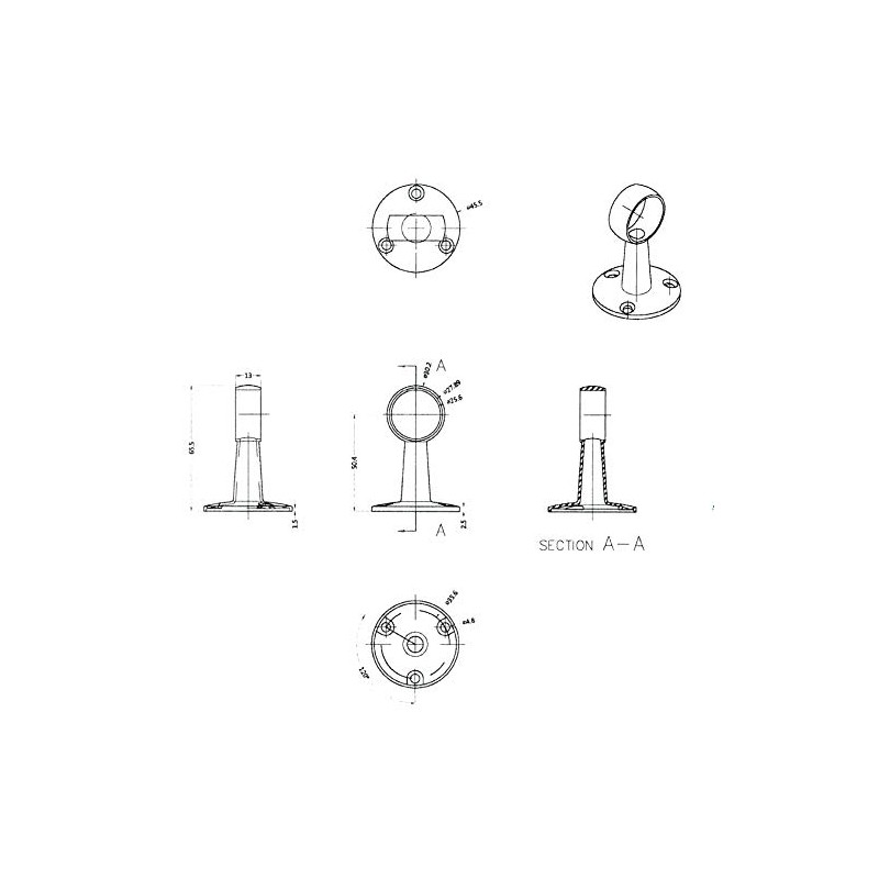 EAI Wardrobe Rail Drop Centre Bracket Suit 25mm Diameter Rail