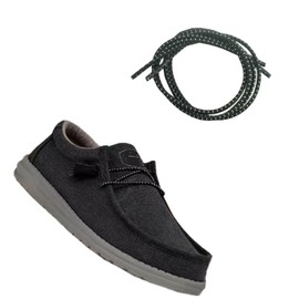 DECKER Elastic Shoelaces Strings No tie shoelace Replacement Laces for Hey Dude Shoes (Black and White dots, 18"(46 cm))