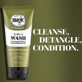 SoftSheen-Carson Magic Beard Wash 3 In 1 Cleanses and Conditions for Face, Beard and Hair, With Cocoa Butter and Shea Butter, 6.8 fluid ounces
