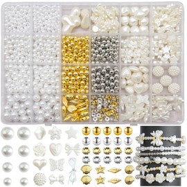 BOMULEZG White Beads Set, Bracelet Set, Make Your Own Beads for Threading, White Beads for Bracelets, Beads for Threading Adults, for DIY Beads for Jewellery Making, Creation (3)