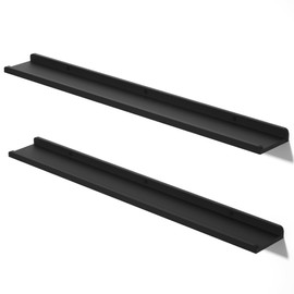 Love-KANKEI 48 Inch Long Floating Shelves Wall Mounted Set of 2, Large Wood Wall Shelves for Storage, Rustic Hanging Shelves for Display,Bedroom Living Room Bathroom Kitchen Office Black