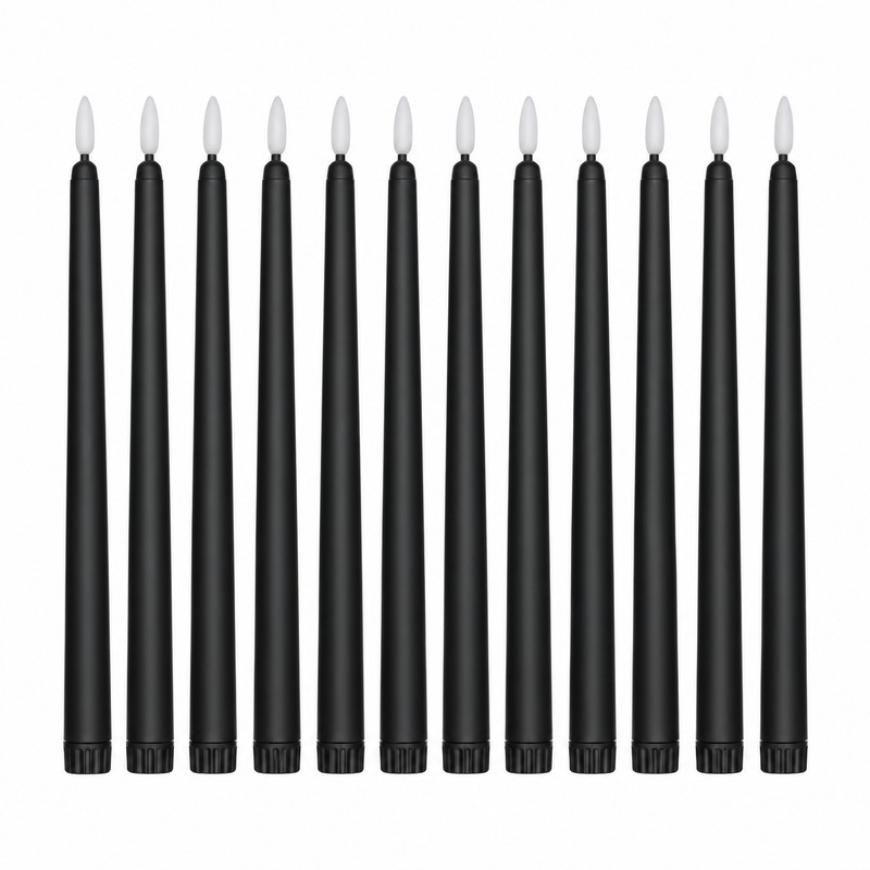 12 PCS Flameless LED Taper Candles – Battery Powered White