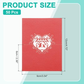 PATIKIL 50Pcs Wedding Place Cards, Laser Cut Love Birds Table Place Card Folded Tent Card Name Cards for Table Setting Wedding Reception Buffet, Pearl Red