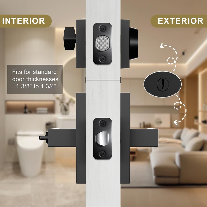 Newlaking Exterior Door Handle with Single Cylinder Deadbolt Lock