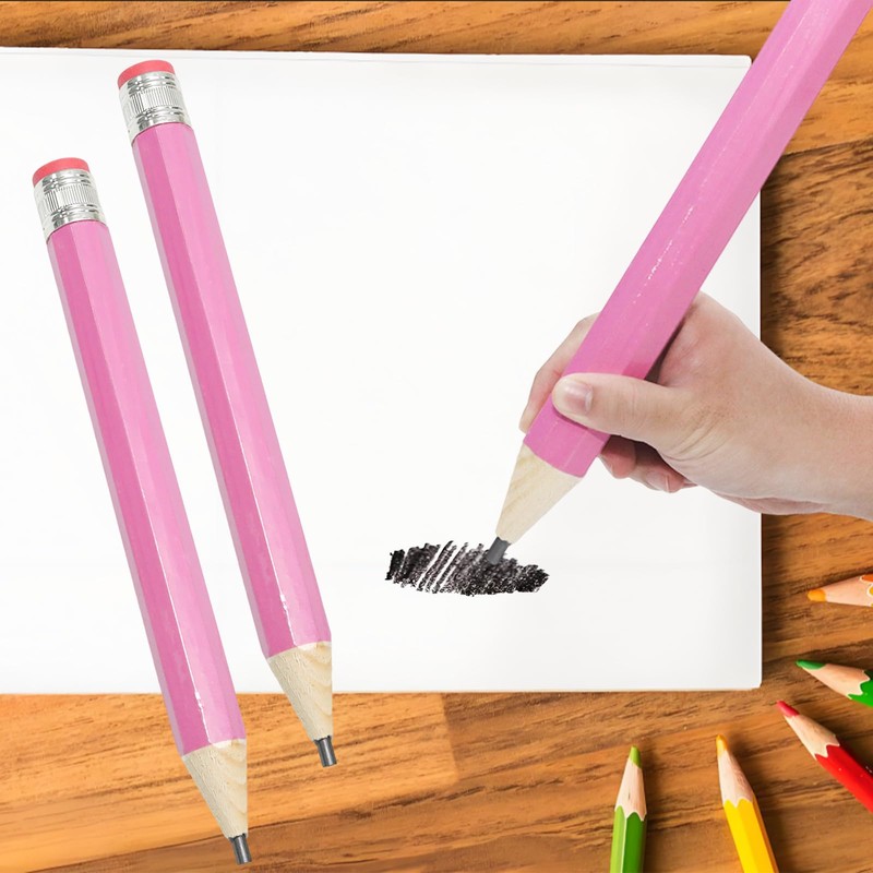 Wuyituart 2 Pcs Jumbo Wooden Pencils 13.4 Inch Funny Pink