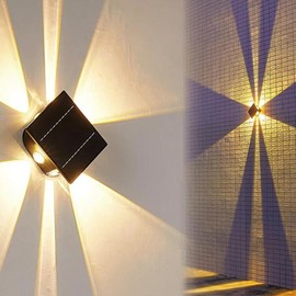 BRIGHTICONIC Solar Lights Outdoor Multi Direction Sconce Decorative Contemporary Up Down Dusk to Dawn Fence Spot Light Waterproof Led Wall Landscaping Pendant Lighting for Patio Planter MCM