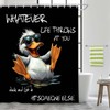 Black and White Shower Curtain,Funny Quotes Duck Bathtub Curtain,Animal Pet