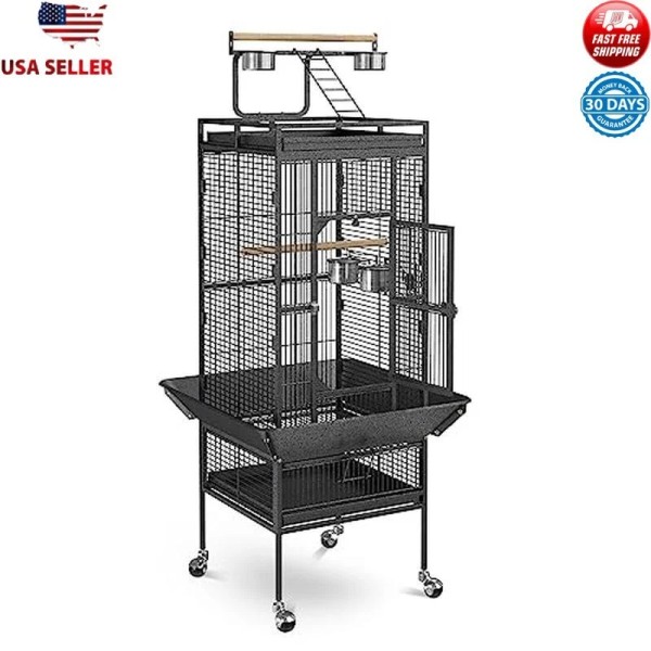 Unbranded 61in 2in1 Large Bird Cage Rolling Stand Playtop Parrot