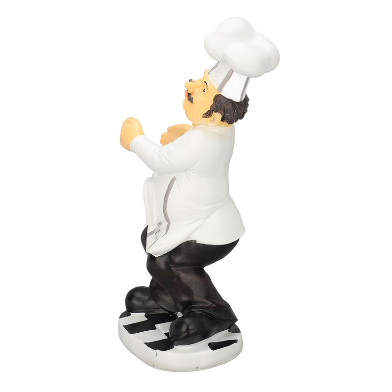 Resin Chef Statue Restaurant Dining Table Decor Holding Red Wine