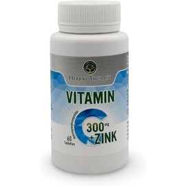 Vitamin C + Zinc, 300 mg, High Dosage, Supports Immune System, Against Fatigue, Strengthens Iron Absorption - Vegan, 60 Tablets, Gluten & Lactose Free - HERBAL THERAPY