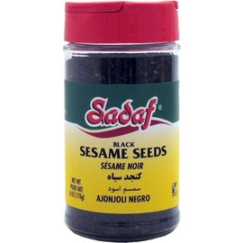 Sadaf Black Sesame Seeds - Sesame Seeds for Cooking and Food Flavoring - Spice Mediterranean Cuisine - Semillas de Ajonjoli - Kosher - 6 Oz Bottle with Shaker Top