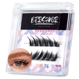 BERSHNOR Self Adhesive Fox Eye Lash Clusters for Cat Eye, Press On Eyelashes No Glue Needed, Self Stick Cat Fake Lashes Glue-Free