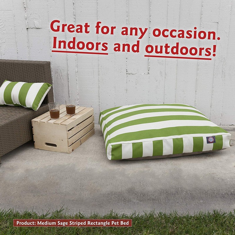 Burnt Orange Vertical Stripe Medium Rectangle Pet Bed