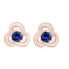 Round Shape Simulated Blue Sapphire Knot Stud Earrings In 14K