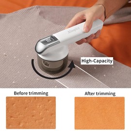 Portable electric lint remover,Fast and effective bobble remover for clothes,2-In-1 LED Digital Display clothes debobbler,With double protection. (white)