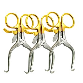 Gelpi Retractors with Sharp Point Tips, 3.5in Length, Self-Retaining Gold Handle, Satin German Stainless Steel - Pack of 3