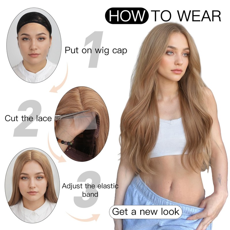 Aokiya Long Wine Red Wig, 26 Inch Middle Part Heat