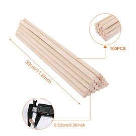 FVIEXE 100PCS Wooden Dowel Rods, 3/8 Inch x 12 Inch Unfinished Hardwood Rod Sticks for Crafts and DIYers