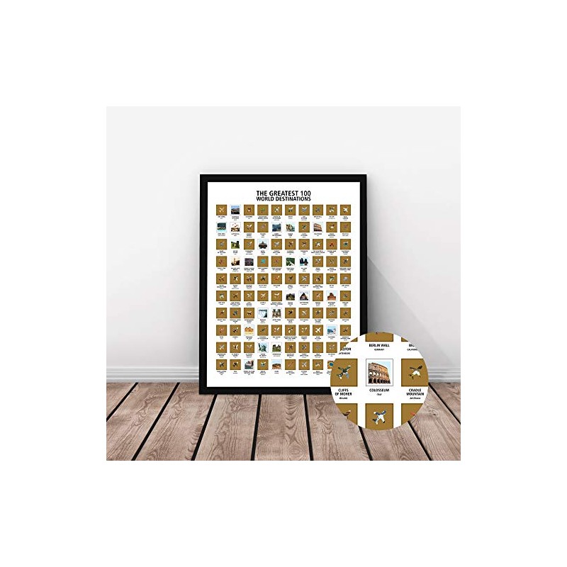 Mappinners The Greatest 100 World Destinations Scratch Off Travel Print