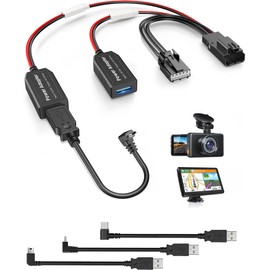 DashCam Power Adapter,(5P Type F) Fit Select Ford Bronco Edge Mustang,Connect to Auto-Dimming Rearview Mirror,Built-in Hide Power Adapter Charging Cable for Garmin Nuvi GPS Dash Cam Mirror Camera