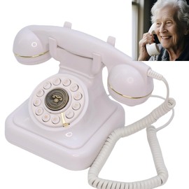 Retro Landline Telephone, Classic Corded Desk Phone, Vintage Old Fashioned Dial Button Phone with Redial Function for Home Office