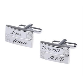 ID Cufflinks with Engraving Stainless Steel Wedding Business 011, Stainless Steel