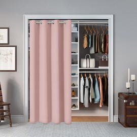 AOSKY Door Curtains for Doorway Privacy, Pink Grommet Closet Curtains for Bedroom, Door Window Curtain, Light Blocking Thermal Insulation Drapes for Living Room Set of 1 Panels