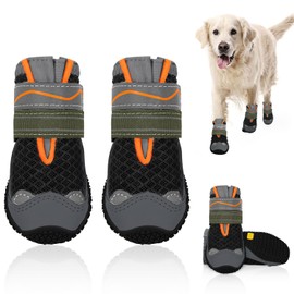 SlowTon Dog Shoes for Large Small Medium Dogs - Breathable Dog Boots for Summer Hot Pavement, Paw Protector for Outdoor Walking Winter Snow, Anti-Slip Rubber Dog Booties for Hardwood Floor (B OR, 5)