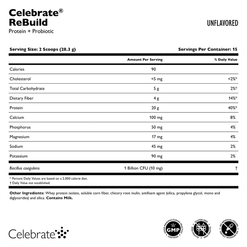 Celebrate Vitamins Rebuild Protein Powder with Probiotics & Prebiotics -