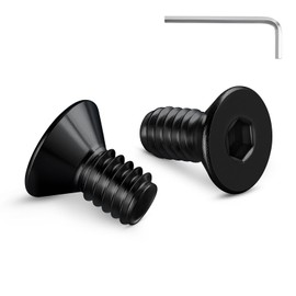 BNUOK #4-40 Screws, 200Pcs #4-40 x 3/8 Inch Flat Head Socket Cap Machine Screws, 304 Stainless Steel 18-18 Countersunk Bolts, Black Zinc Finish, Full Thread (with Hex Spanner)