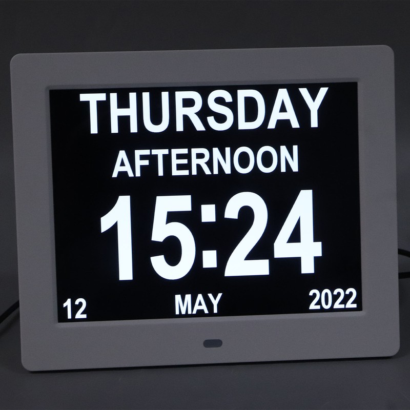 8in Digital Alarm Clock Photo Frame 800x600 Large Font Adjustable