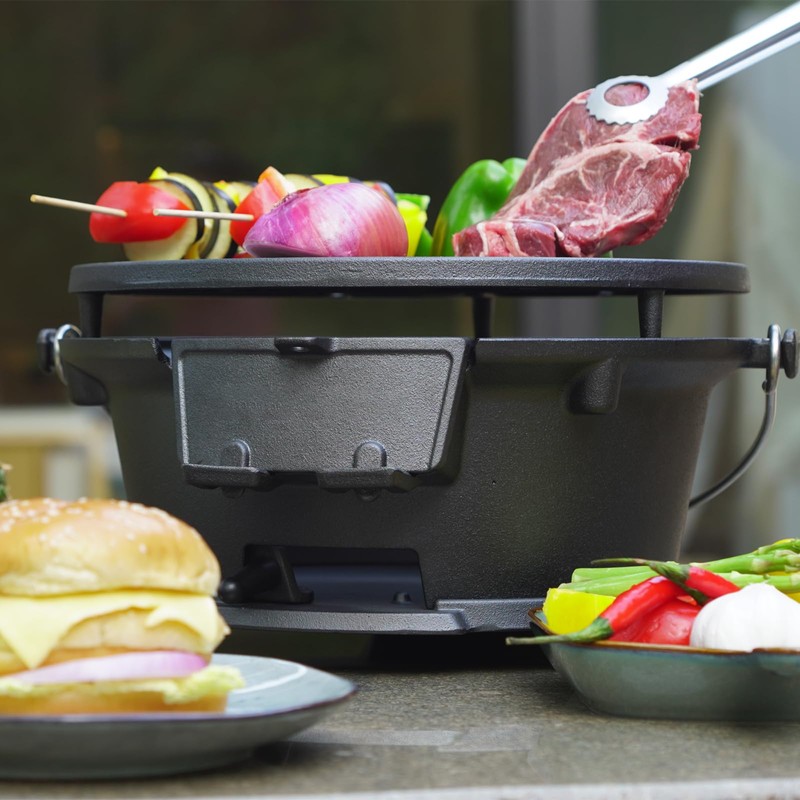 Round Mini Hibachi Grill Outdoor, Portable Small Charcoal Camping Barbecue
