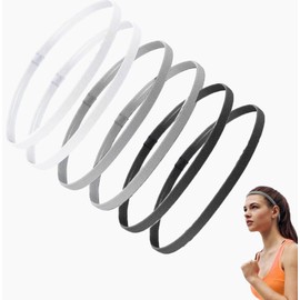 Sports Hair Bands, Thin for Boys, Pack of 6 Elastic Hair Bands, Children, Sports Hair Band, Women's Headband, Non-Slip, Forehead Sweatband, Hair Bands, Sports for Football, Yoga, Running